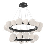 Gaia Tier Radial Ring Chandelier - Matte Black / Opal White