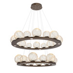 Gaia Tier Ring Chandelier - Flat Bronze / Amber