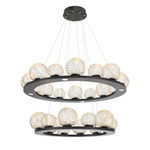 Gaia Tier Ring Chandelier - Matte Black / Amber