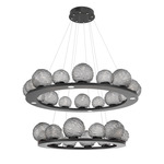 Gaia Tier Ring Chandelier - Matte Black / Smoke
