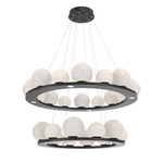 Gaia Tier Ring Chandelier - Matte Black / Opal White