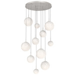Gaia Round Multi Light Pendant - Beige Silver / Opal White