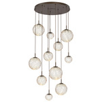 Gaia Round Multi Light Pendant - Flat Bronze / Amber