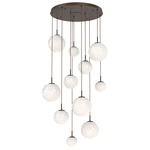 Gaia Round Multi Light Pendant - Flat Bronze / Opal White