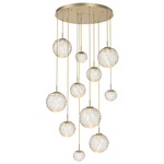 Gaia Round Multi Light Pendant - Gilded Brass / Amber