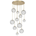 Gaia Round Multi Light Pendant - Gilded Brass / Clear