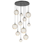 Gaia Round Multi Light Pendant - Matte Black / Amber