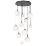 Gaia Round Multi Light Pendant - Matte Black / Opal White