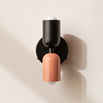 Up Down Wall Sconce - Overstock - Black / Black / Peach