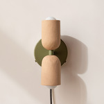 Ceramic Plug-In Up Down Wall Sconce - Overstock - Reed Green Canopy / Tan Clay Upper Shade