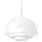 Modern Tiers Dome Pendant - Overstock - Satin White / White