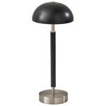 Ronny Portable Table Lamp - Brushed Steel / Black Wood / Frosted
