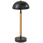 Ronny Portable Table Lamp - Black / Natural Wood / Frosted