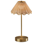 Stevie Cordless Table Lamp - Antique Brass / Rattan