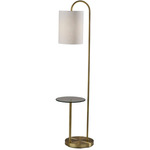 Amira Shelf Floor Lamp - Antique Brass / White