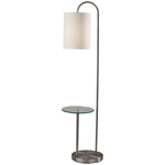 Amira Shelf Floor Lamp - Brushed Steel / White
