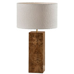 Frederick Table Lamp - Burled Wood / Antique Brass / White