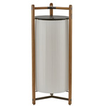 Kando Portable Floor Lamp - Teak Wood / White Ribbon