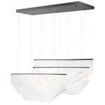 Rinkle Linear Multi Light Pendant - Brushed Gunmetal / Clear Patterned Acrylic