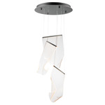 Rinkle Round Multi Light Pendant - Brushed Gunmetal / Clear Patterned Acrylic