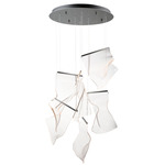 Rinkle Round Multi Light Pendant - Brushed Gunmetal / Clear Patterned Acrylic