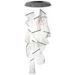 Rinkle Round Multi Light Pendant - Brushed Gunmetal / Clear Patterned Acrylic