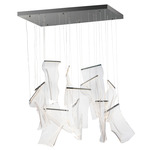 Rinkle Linear Multi Light Cluster Pendant - Brushed Gunmetal / Clear Patterned Acrylic