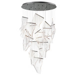 Rinkle Large Multi Light Pendant - Brushed Gunmetal / Clear Patterned Acrylic