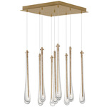 Stillo Square Multi Light Pendant - Gold / Bubbles