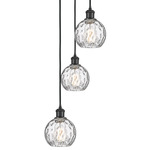 Athens Water Glass Multi-Light Pendant - Matte Black / Clear Water