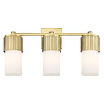 Bolivar 3 Light Bathroom Vanity Light - Brushed Brass / White
