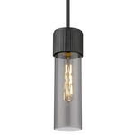 Bolivar Stem Pendant - Matte black / Light Smoke