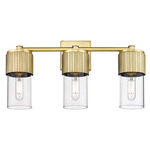 Bolivar 3 Light Bathroom Vanity Light - Brushed Brass / Clear
