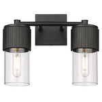 Bolivar 2 Light Bathroom Vanity Light - Matte Black / Clear