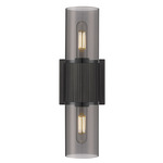 Bolivar Small Double Wall Sconce - Matte black / Light Smoke