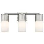 Bolivar 3 Light Bathroom Vanity Light - Satin Nickel / White