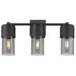Bolivar 3 Light Bathroom Vanity Light - Matte black / Light Smoke
