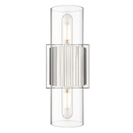 Bolivar Small Double Wall Sconce - Polished Nickel / Clear