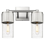 Bolivar 2 Light Bathroom Vanity Light - Satin Nickel / Seedy