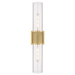 Bolivar Double Wall Sconce - Brushed Brass / Clear