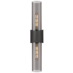 Bolivar Double Wall Sconce - Matte black / Light Smoke