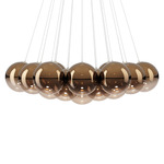 Random Cloud Chandelier - Matte White / Glossy Bronze