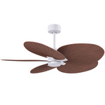 Alessandra Tropical Ceiling Fan - Matte White / Walnut Tone