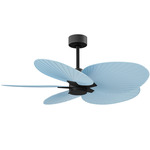 Alessandra Tropical Ceiling Fan - Matte Black / Light Blue