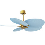 Alessandra Tropical Ceiling Fan - Brushed Brass / Light Blue