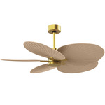 Alessandra Tropical Ceiling Fan - Brushed Brass / Light Maple Tone