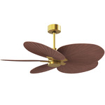 Alessandra Tropical Ceiling Fan - Brushed Brass / Walnut Tone
