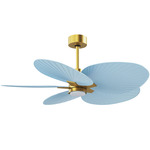Alessandra Tropical Ceiling Fan - Brushed Brass / Light Blue