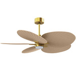 Alessandra Tropical Ceiling Fan - Brushed Brass / Light Maple Tone