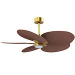Alessandra Tropical Ceiling Fan - Brushed Brass / Walnut Tone